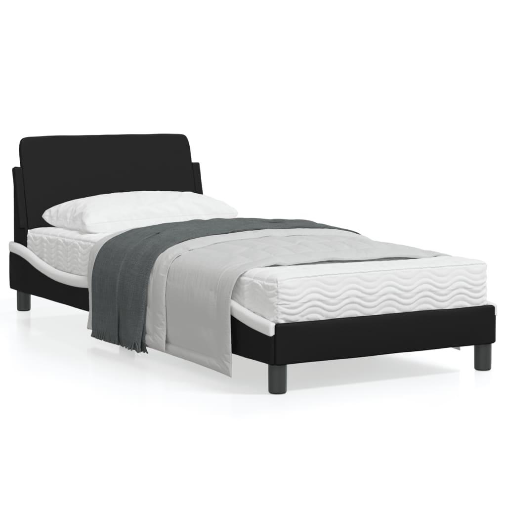 Bed Frame &quot;Dover&quot; Black&amp;White 90x190 cm Faux Leather