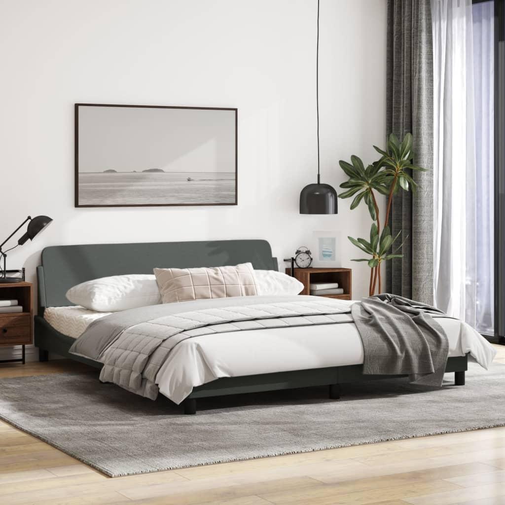 Bed Frame "Dover" Dark Grey 180x200 cm King Fabric