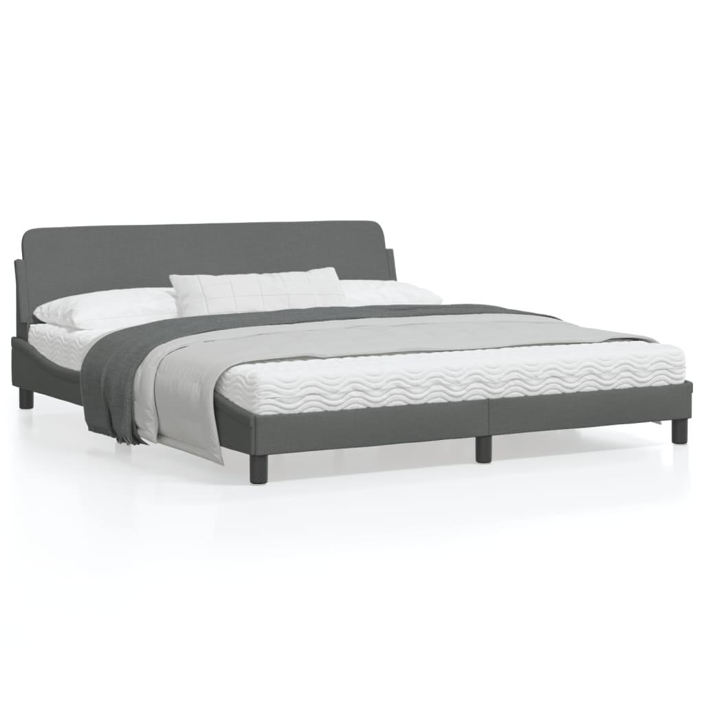 Bed Frame &quot;Dover&quot; Dark Grey 180x200 cm King Fabric