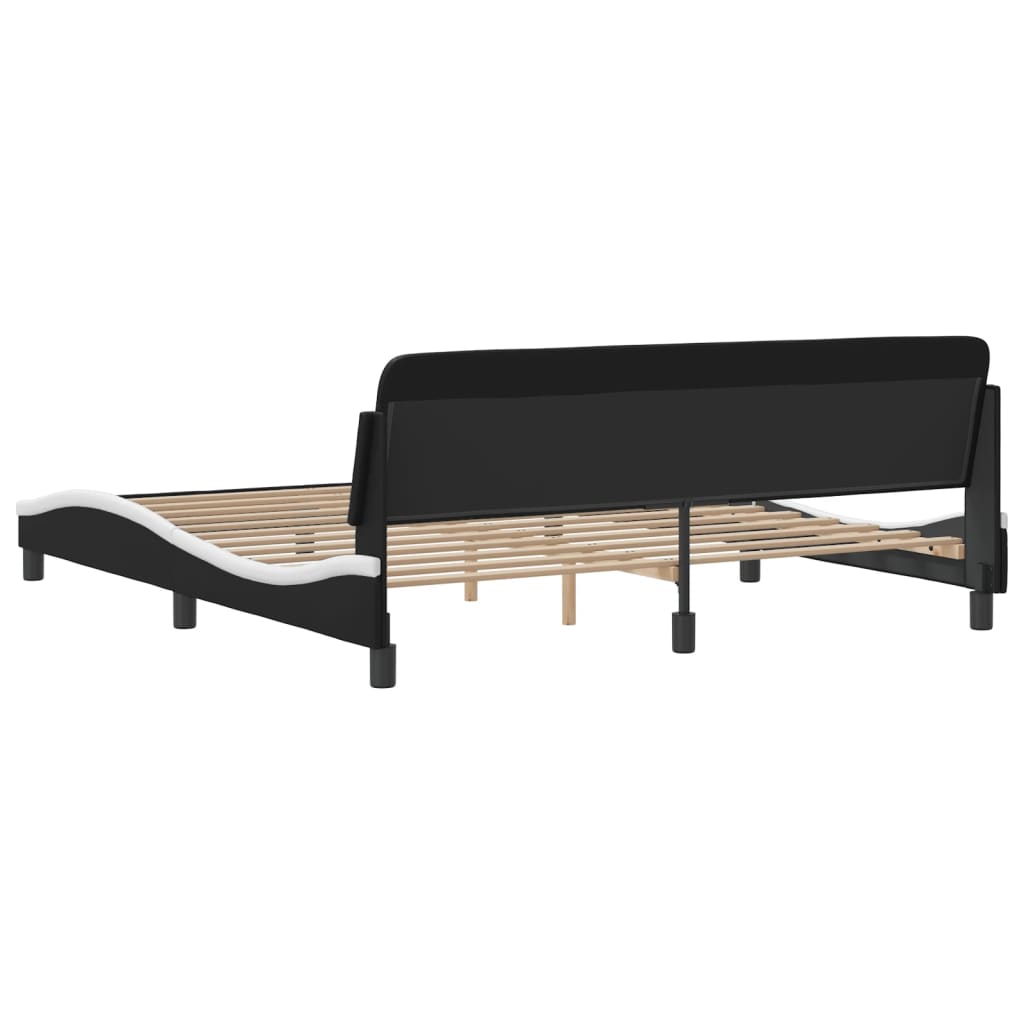 Bed Frame "Dover" Black&White 180x200 cm King Faux Leather