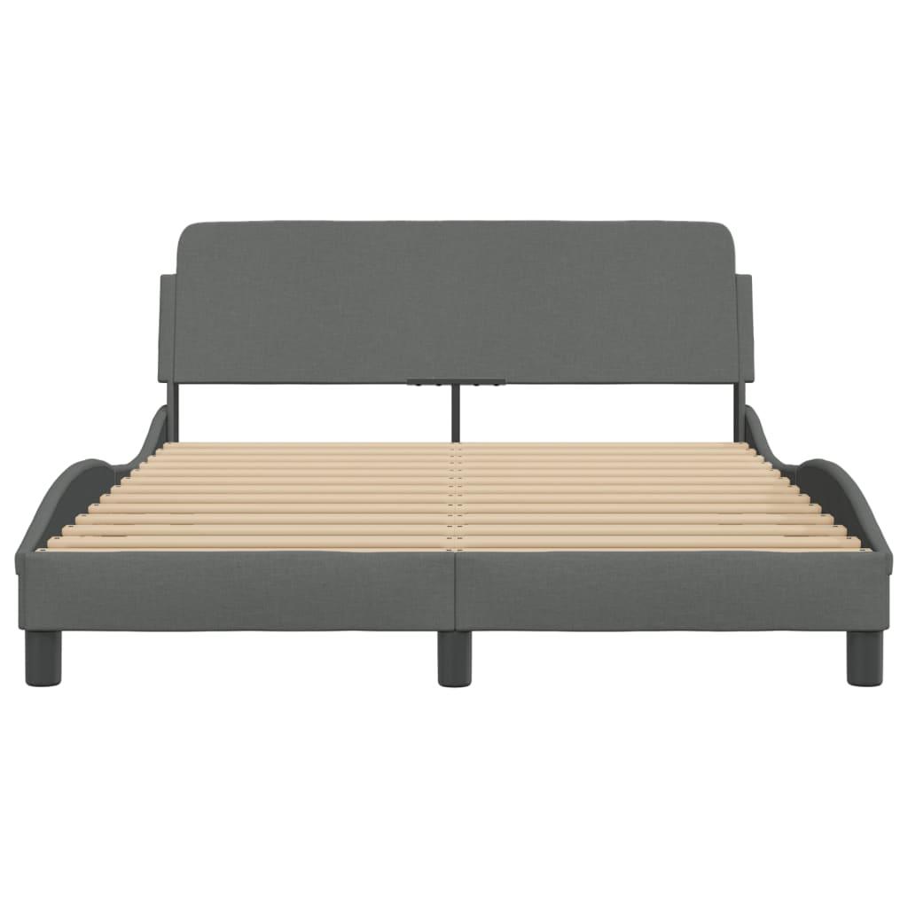 Bed Frame "Dover" Dark Grey 137x190 cm Double Fabric