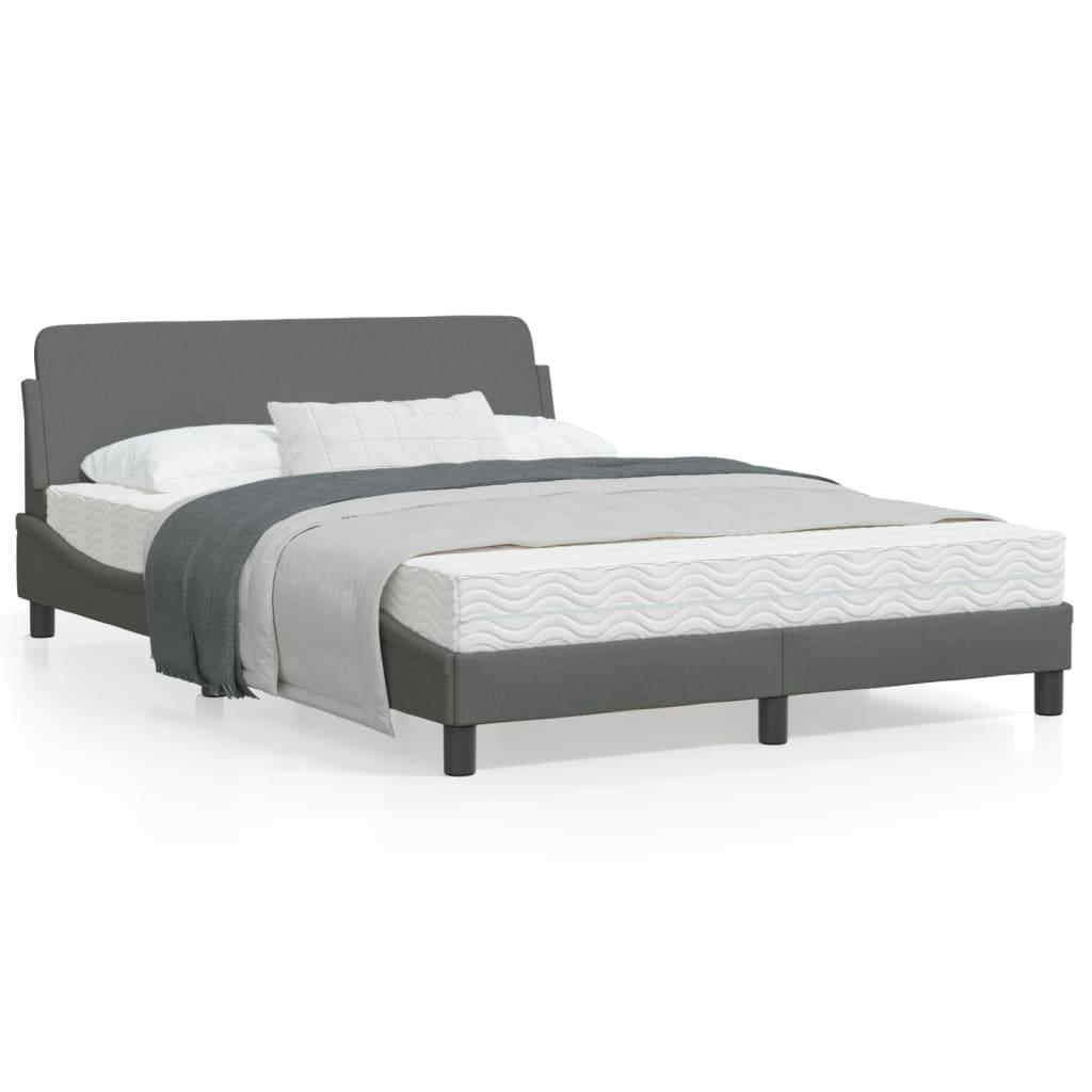 Bed Frame &quot;Dover&quot; Dark Grey 137x190 cm Double Fabric