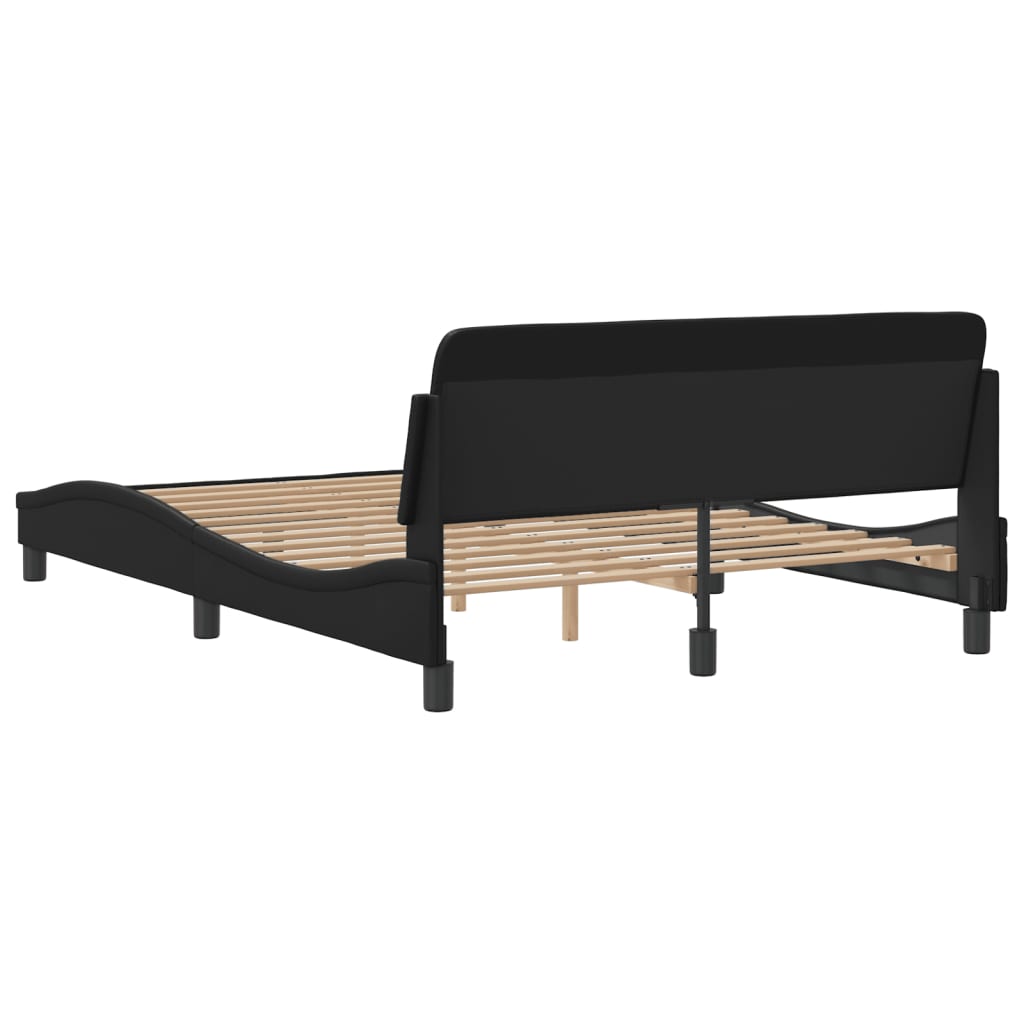 Bed Frame "Dover" Black 137x190 cm Double Faux Leather