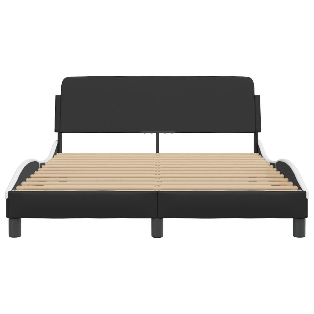 Bed Frame "Dover" Black and White 137x190 cm Double Faux Leather