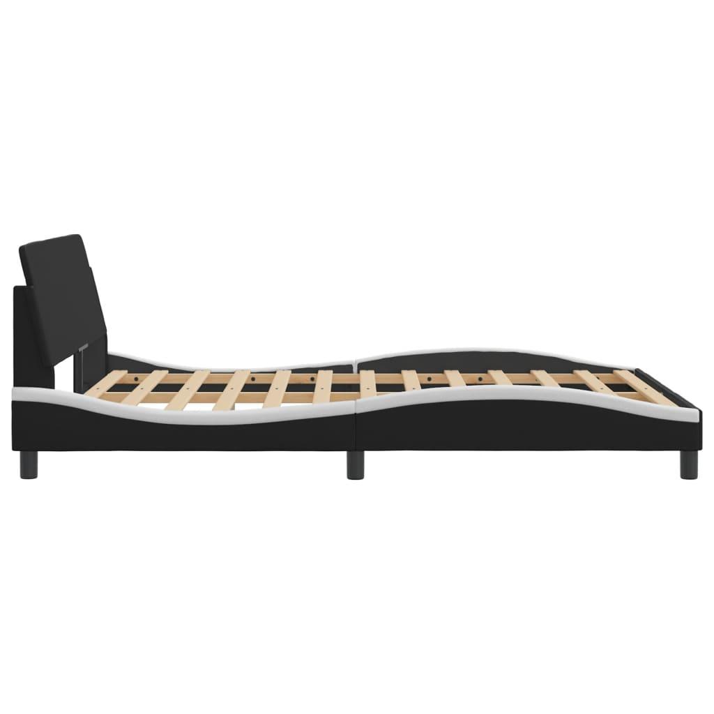 Bed Frame "Dover" Black and White 137x190 cm Double Faux Leather