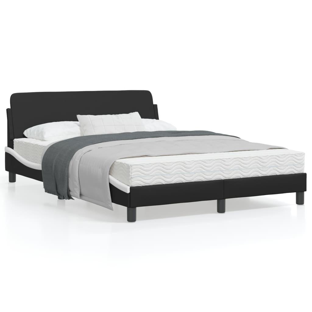 Bed Frame "Dover" Black and White 137x190 cm Double Faux Leather