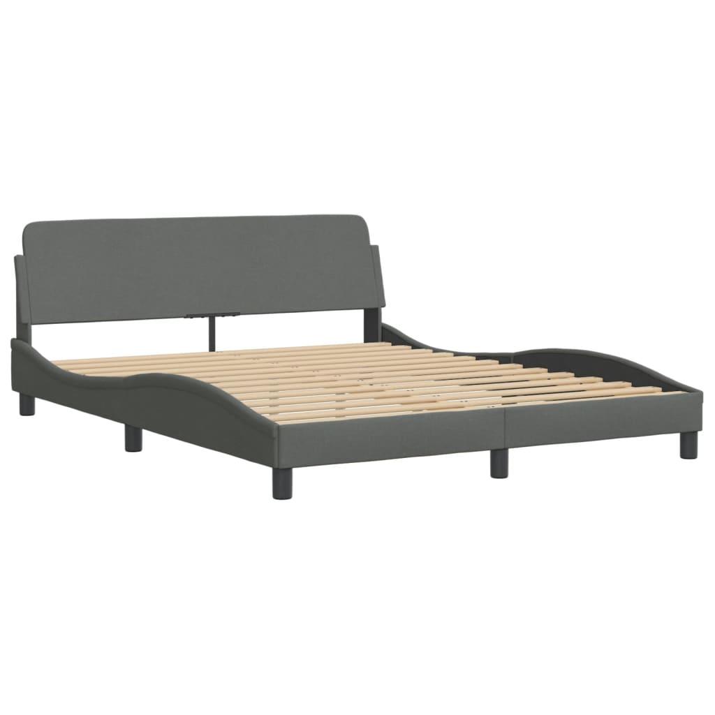 Bed Frame "Dover" Dark Grey 152x203 cm Queen Fabric