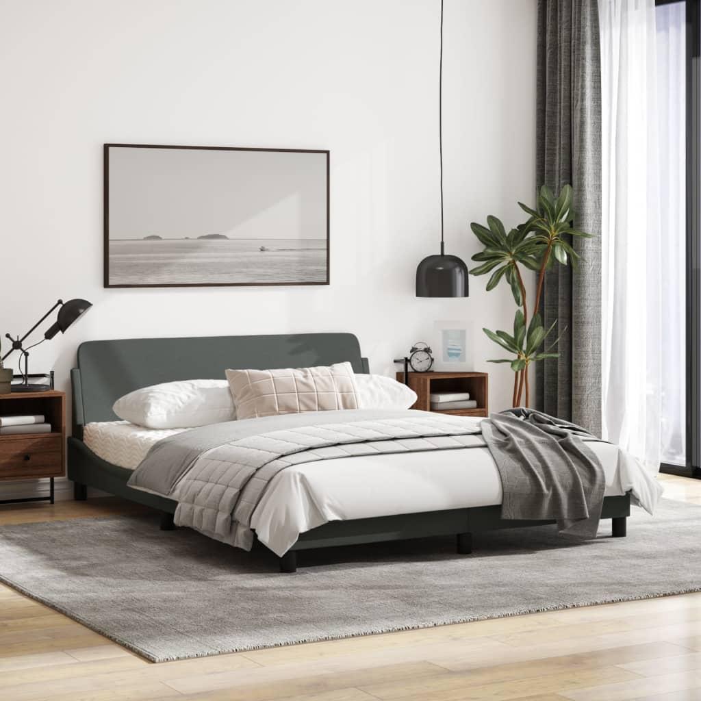 Bed Frame "Dover" Dark Grey 152x203 cm Queen Fabric