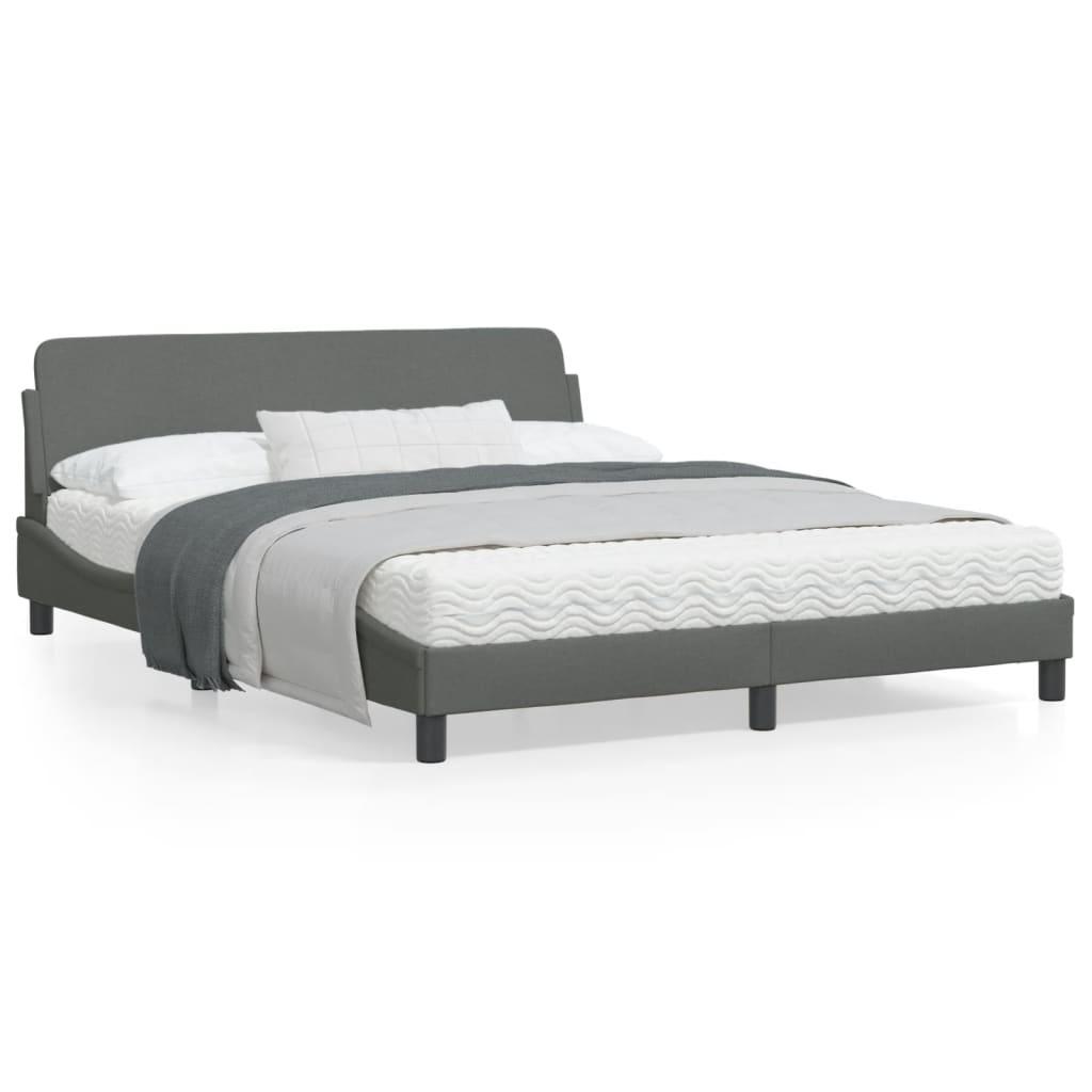 Bed Frame &quot;Dover&quot; Dark Grey 152x203 cm Queen Fabric