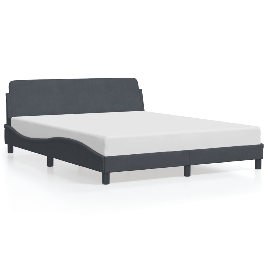 Bed Frame without Mattress Dark Grey 152x203 cm Queen Velvet