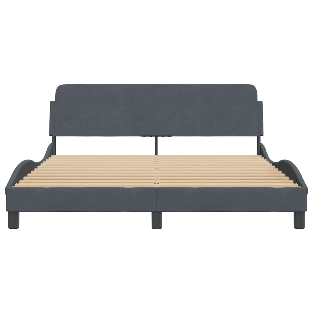 Bed Frame without Mattress Dark Grey 152x203 cm Queen Velvet