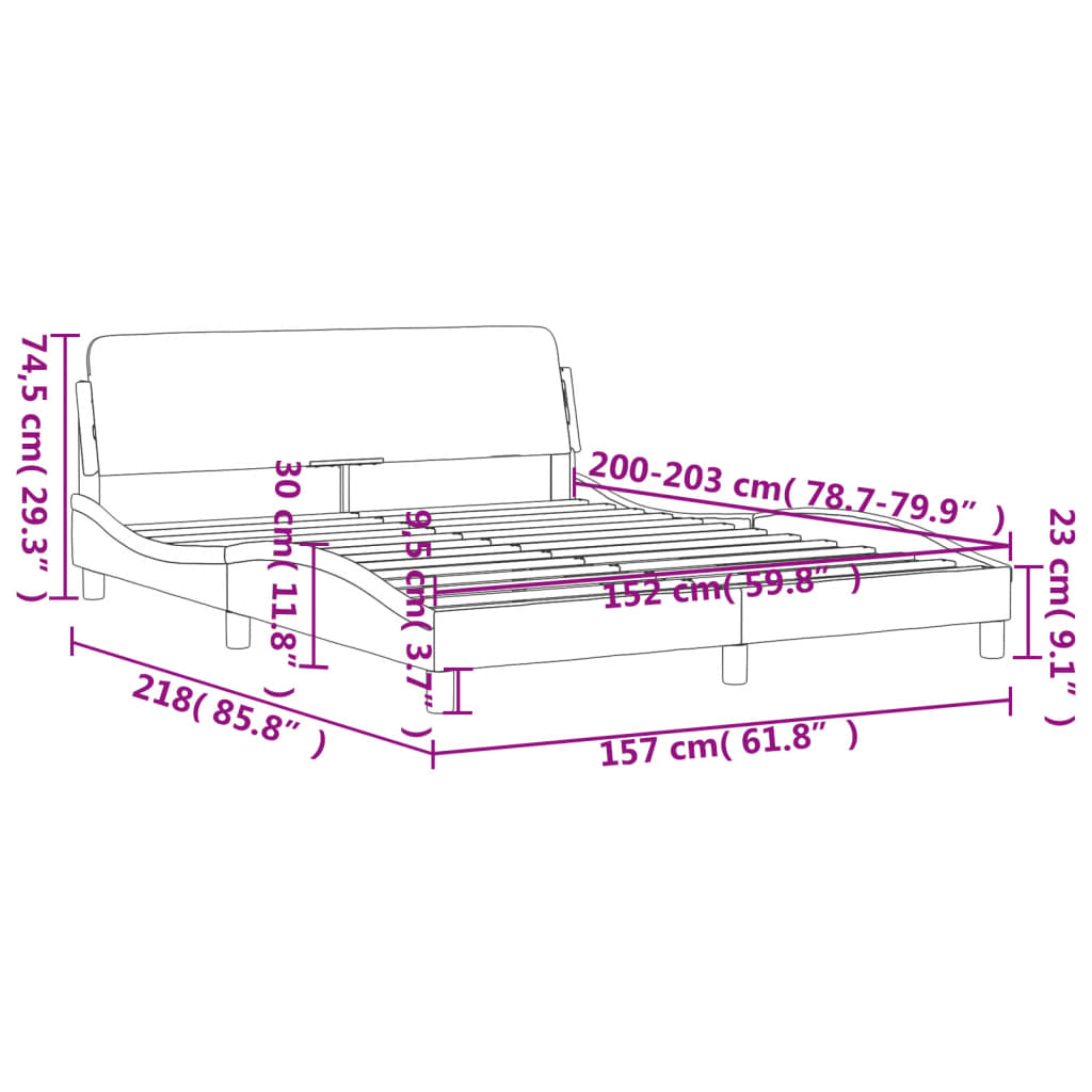 Bed Frame "Dover" Dark Grey 152x203 cm Queen Velvet