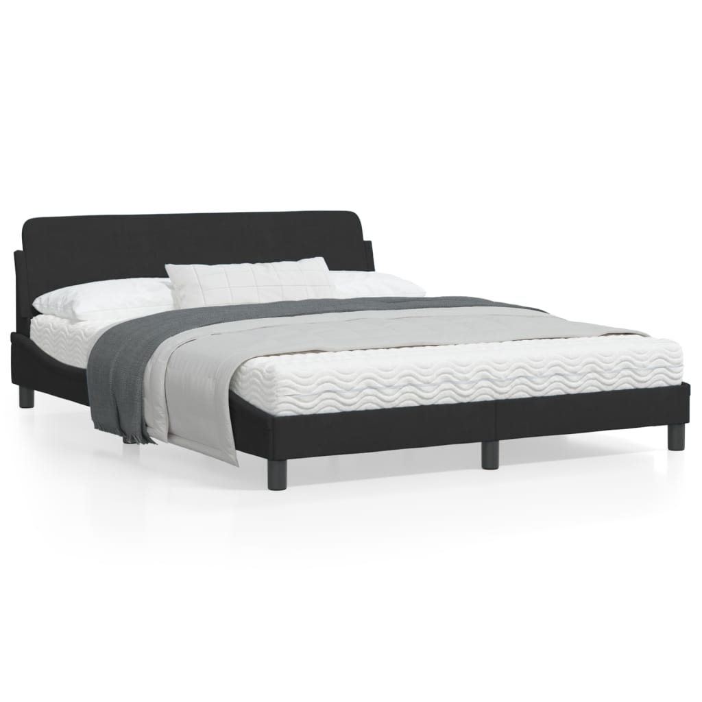 Bed Frame &quot;Dover&quot; Black 152x203 cm Queen Velvet