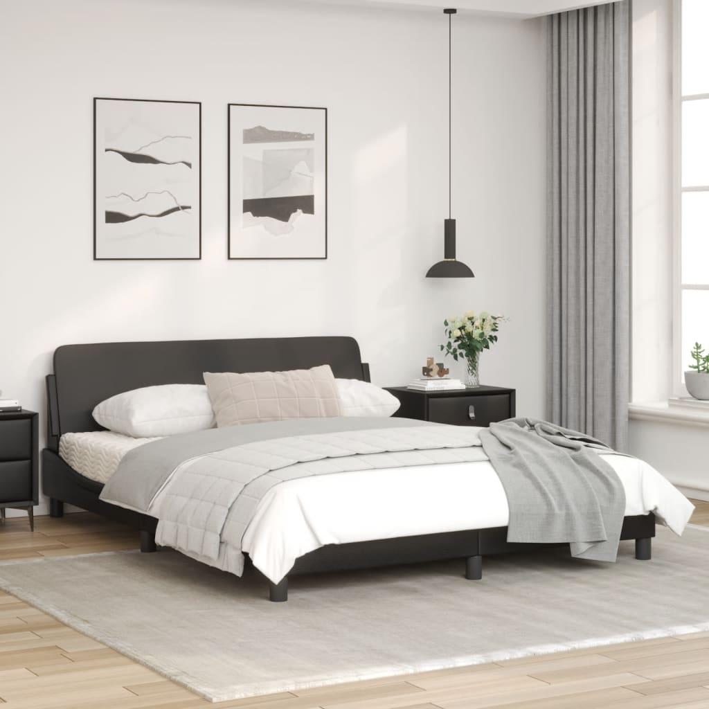 Bed Frame "Dover" Black 152x203 cm Queen Faux Leather