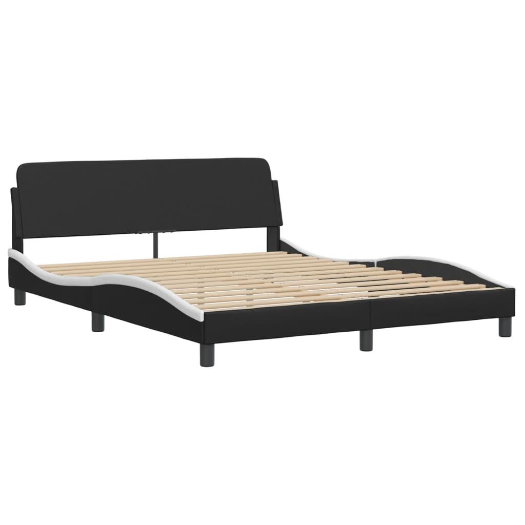 Bed Frame "Dover" Black and White 152x203 cm Queen Faux Leather