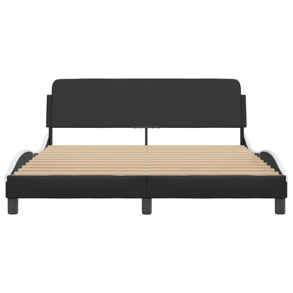 Bed Frame "Dover" Black and White 152x203 cm Queen Faux Leather