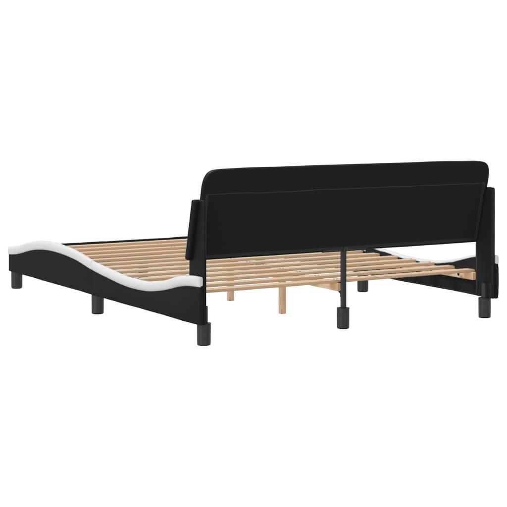Bed Frame "Dover" Black and White 152x203 cm Queen Faux Leather