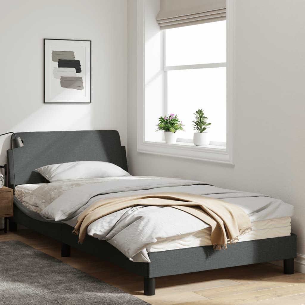 Bed Frame "Dover" Dark Grey 107x203 cm King Single Fabric
