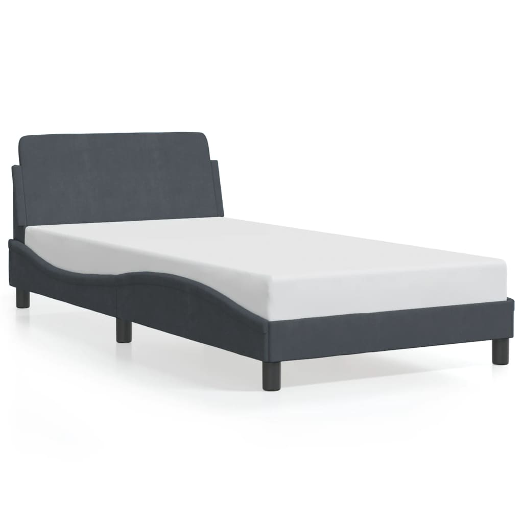 Bed Frame "Dover" Dark Grey 107x203 cm King Single Velvet