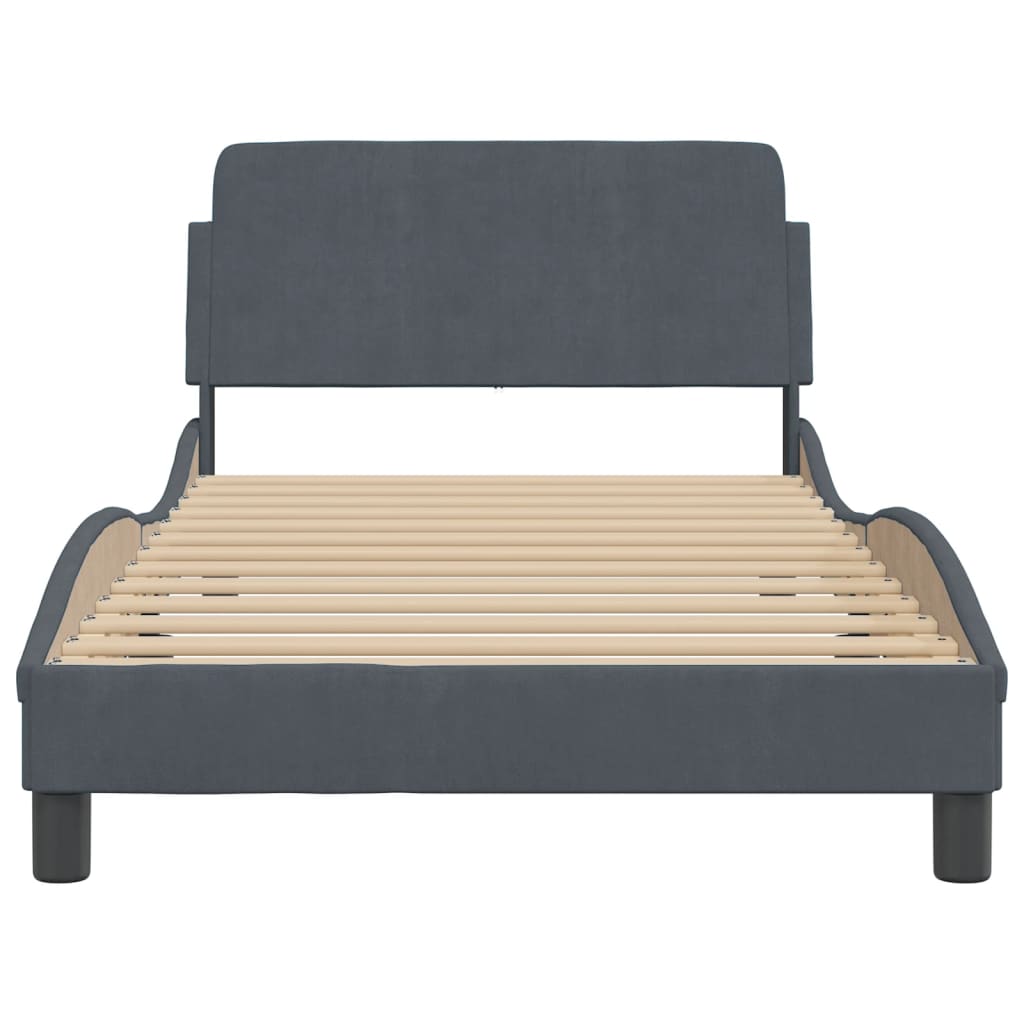 Bed Frame "Dover" Dark Grey 107x203 cm King Single Velvet