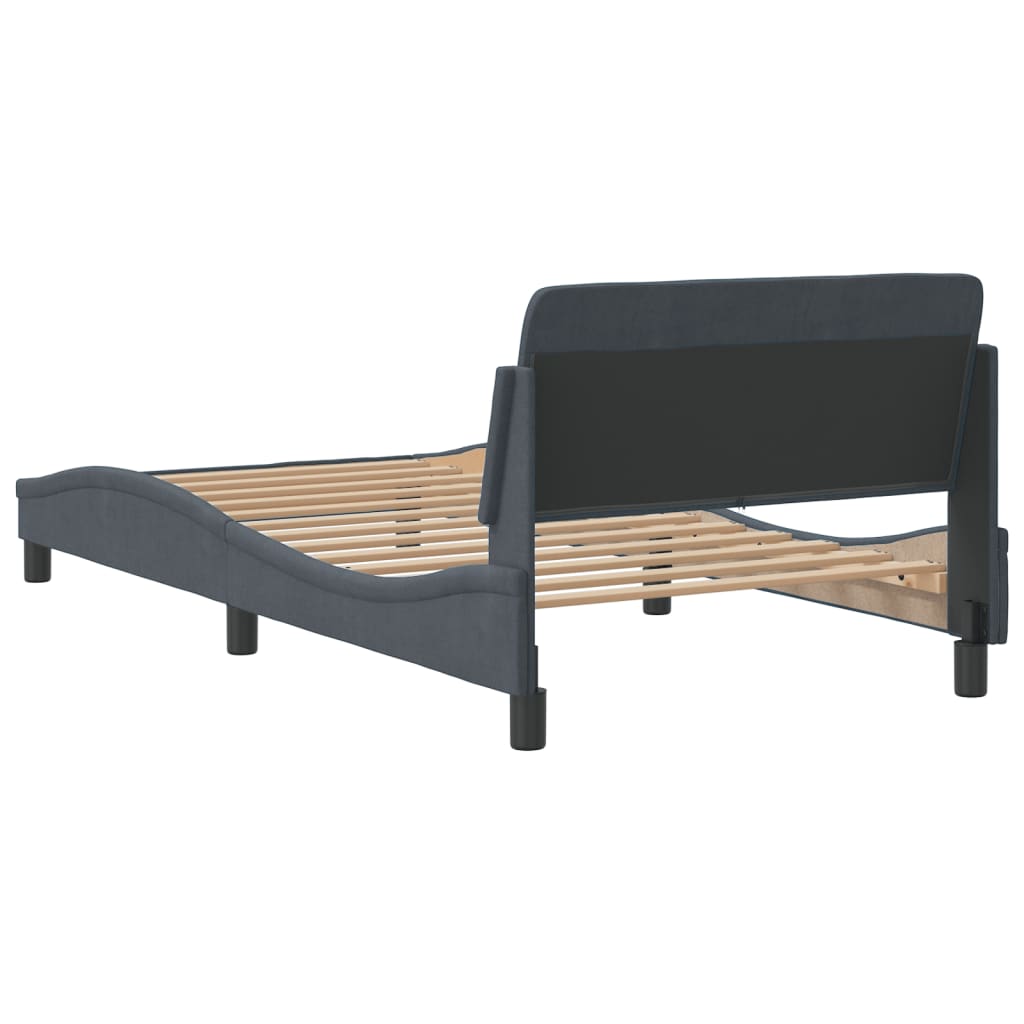 Bed Frame "Dover" Dark Grey 107x203 cm King Single Velvet