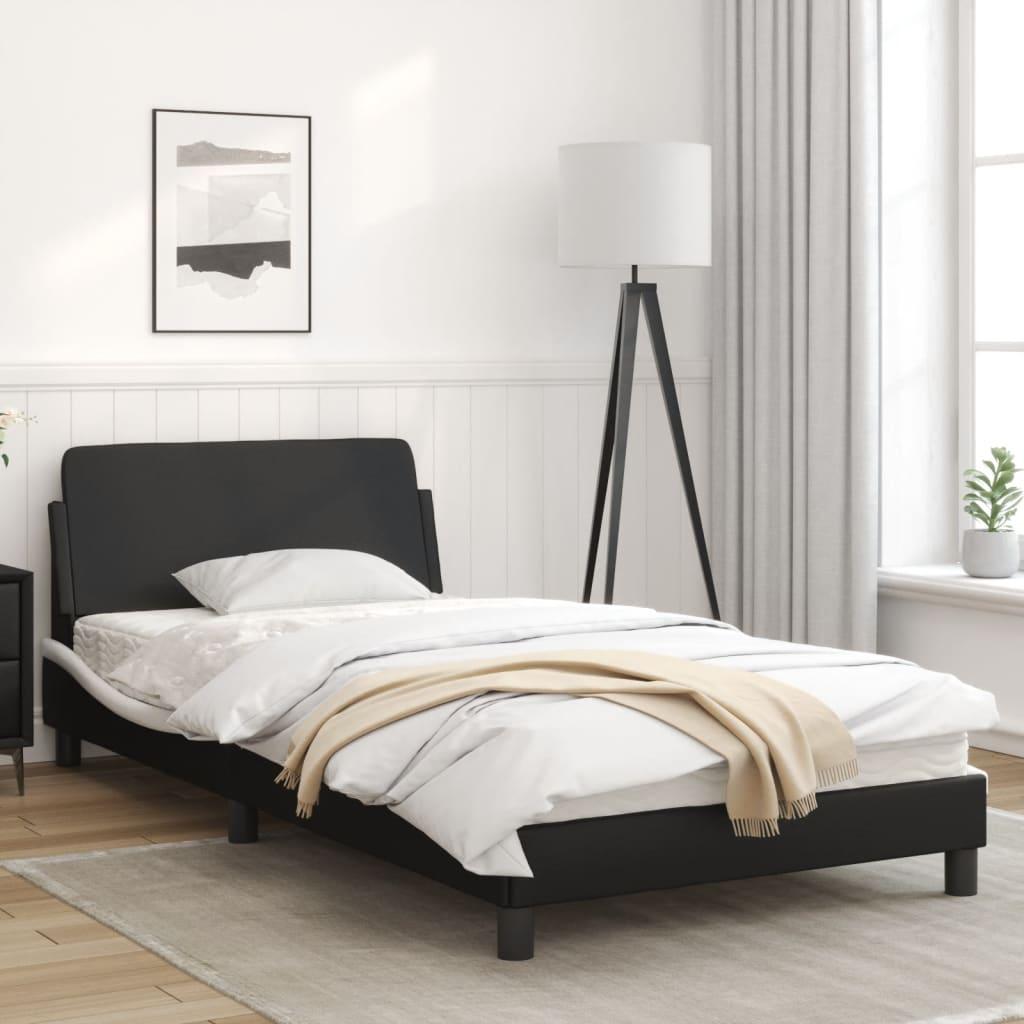 Bed Frame "Dover" Black and White 107x203 cm King Single Faux Leather