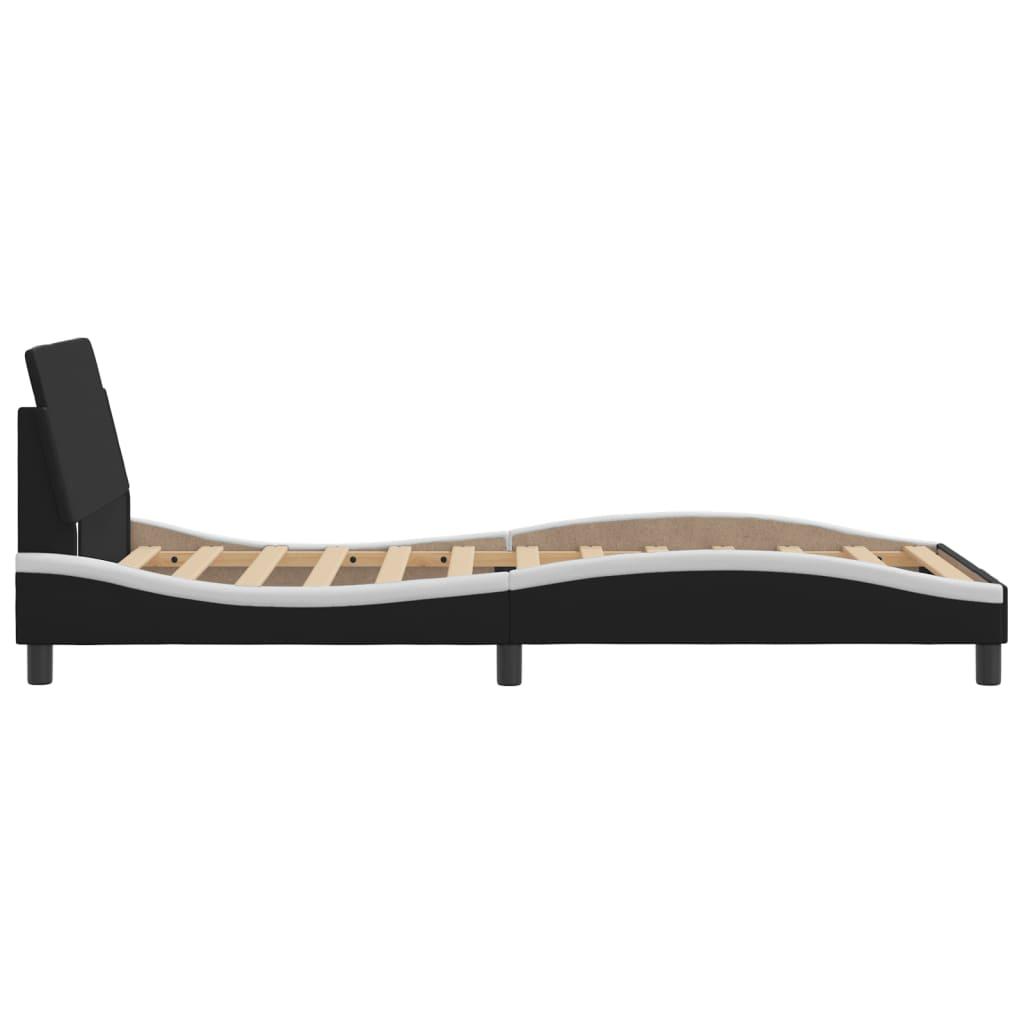 Bed Frame "Dover" Black and White 107x203 cm King Single Faux Leather