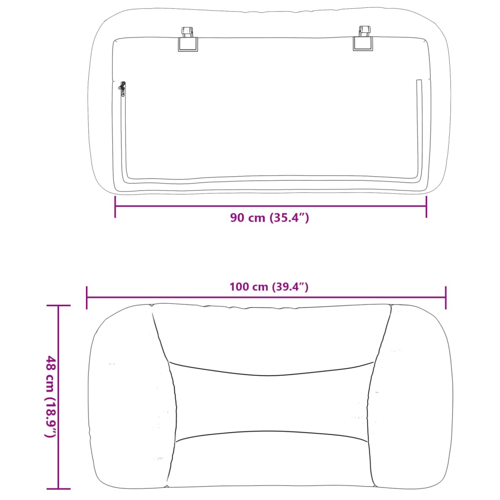Headboard Cushion "Hvar" Black 90 cm Faux Leather