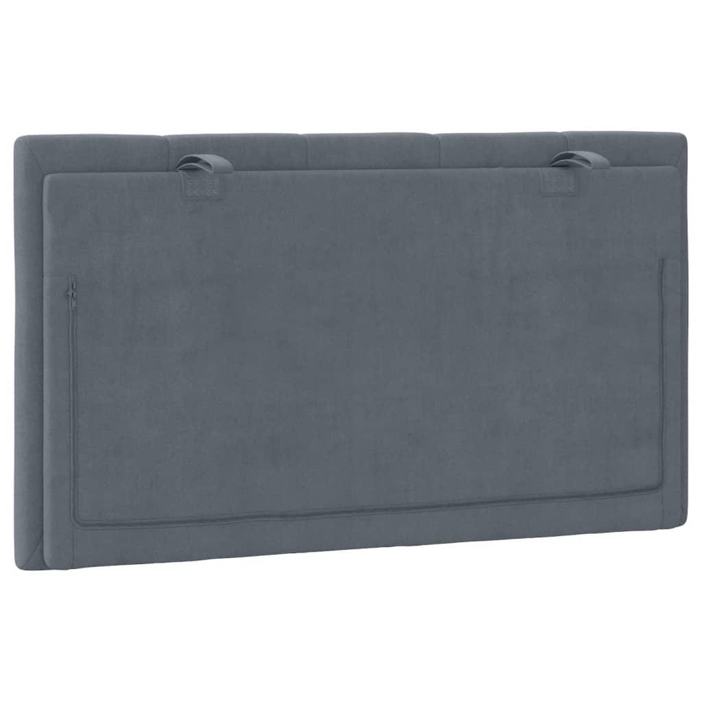 Headboard Cushion "Hanko" Dark Grey 90 cm Velvet