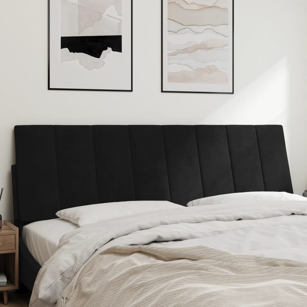 Headboard Cushion "Hanko" Black 152 cm Queen Velvet