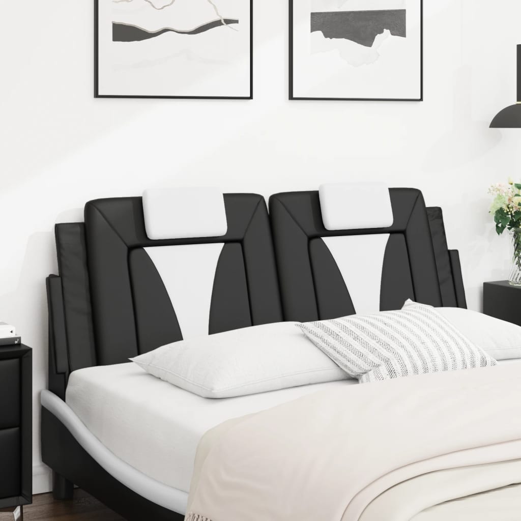 Headboard Cushion Black and White 137 cm Double Faux Leather