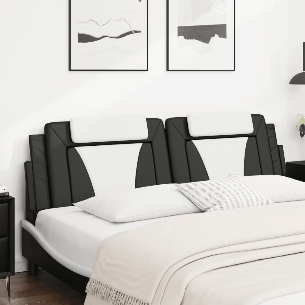 Headboard Cushion Black and White 180 cm Faux Leather