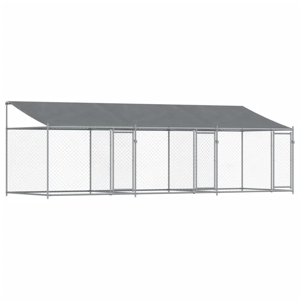 Dog Cage with Roof and Doors Grey 6x2x2 m Galvanised Steel