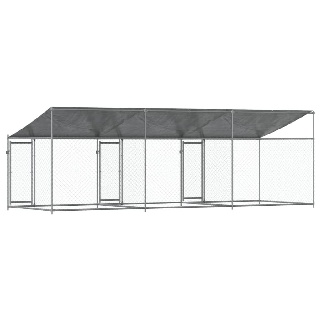 Dog Cage with Roof and Doors Grey 6x2x2 m Galvanised Steel