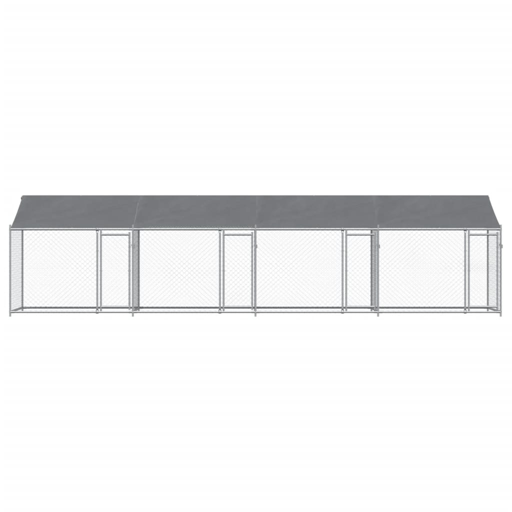 Dog Cage with Roof and Doors Grey 8x2x2 m Galvanised Steel