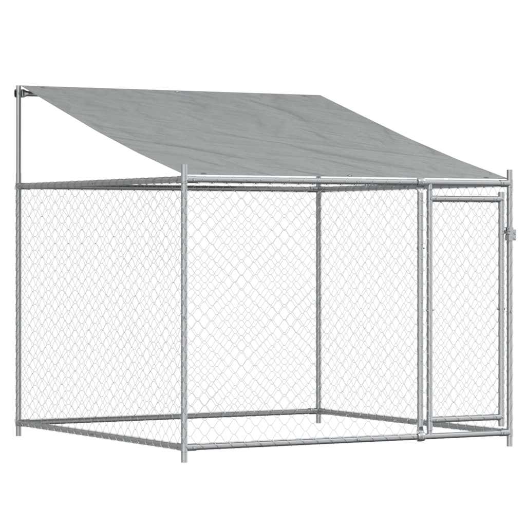 Dog Cage with Roof and Door Grey 8x2x2 m Galvanised Steel