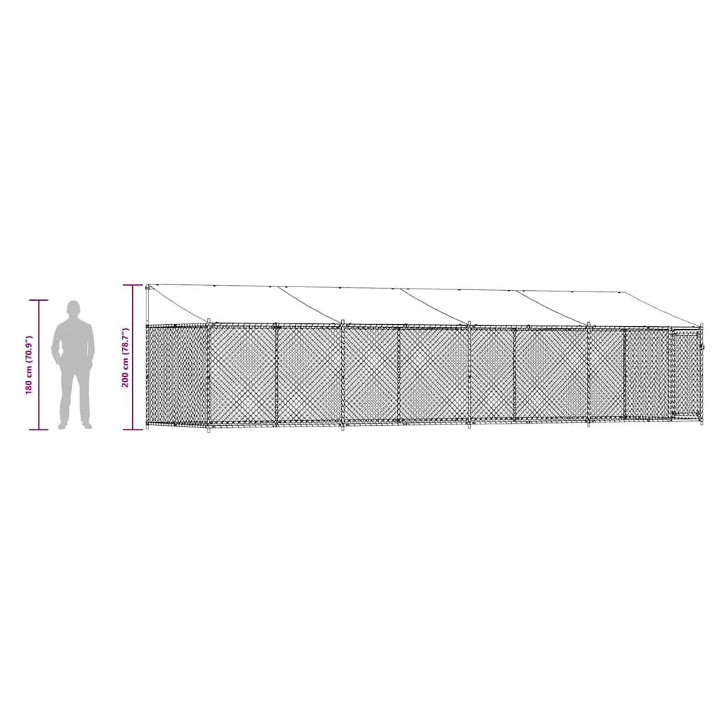 Dog Cage with Roof and Door Grey 8x2x2 m Galvanised Steel