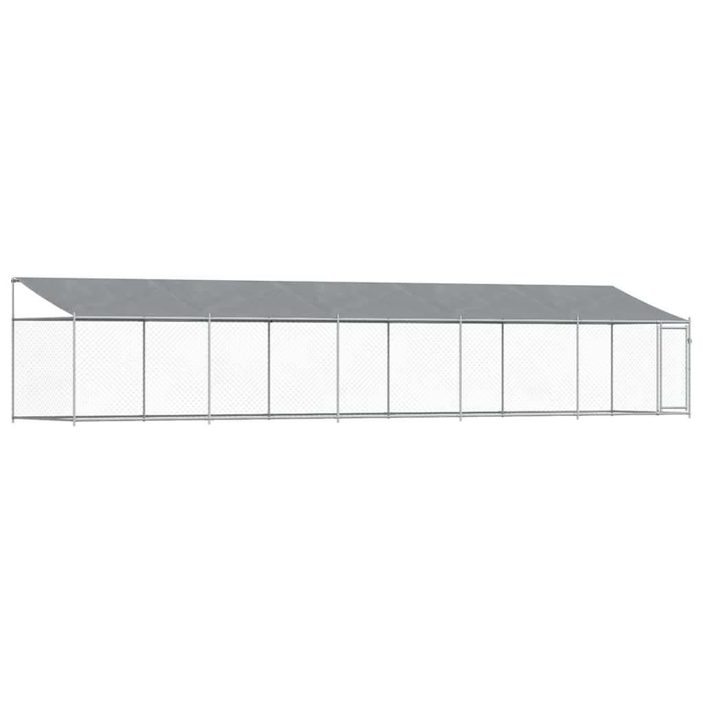 Dog Cage with Roof and Door Grey 10x2x2 m Galvanised Steel