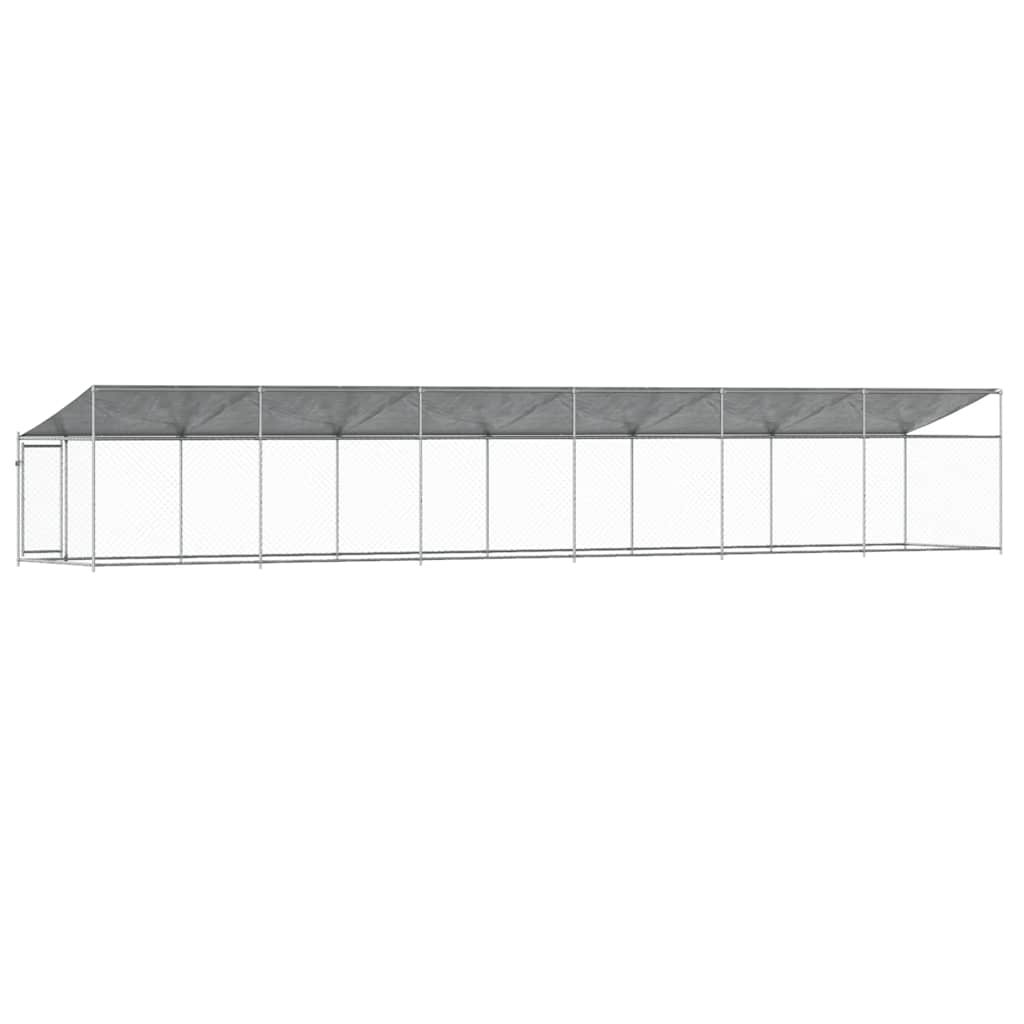Dog Cage with Roof and Door Grey 12x2x2 m Galvanised Steel