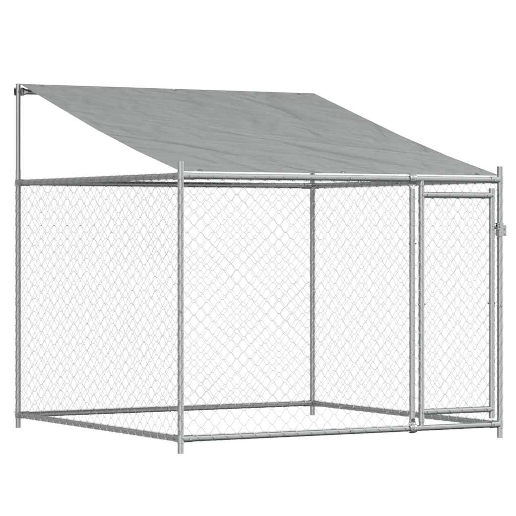 Dog Cage with Roof and Door Grey 12x2x2 m Galvanised Steel