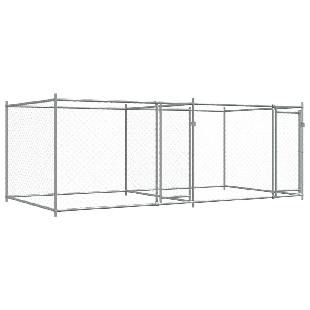 Dog Cage with Doors Grey 4x2x1.5 m Galvanised Steel