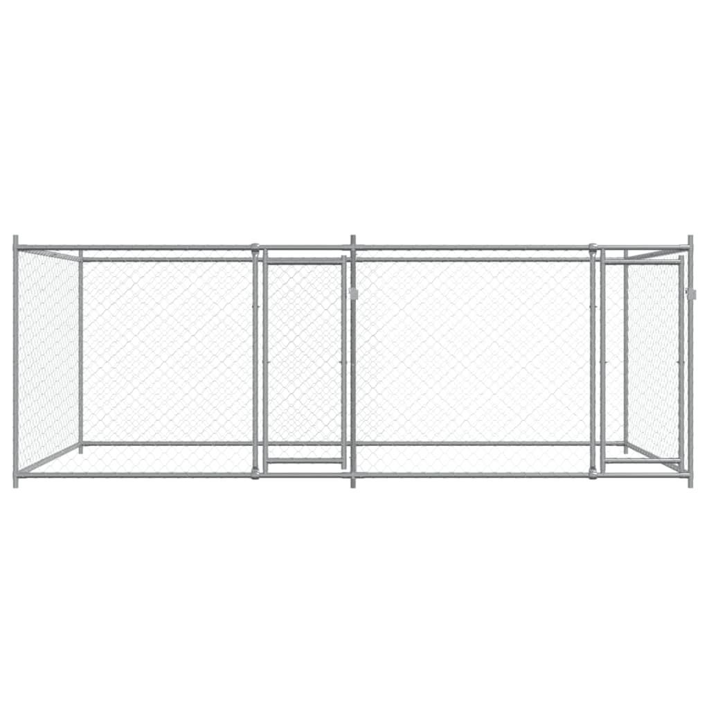 Dog Cage with Doors Grey 4x2x1.5 m Galvanised Steel