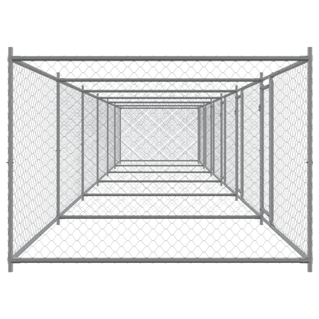 Dog Cage with Doors Grey 12x2x1.5 m Galvanised Steel