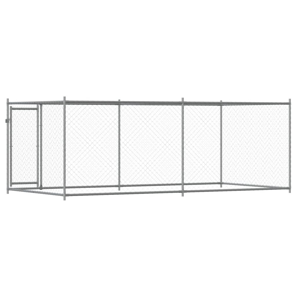Dog Cage with Door Grey 4x2x1.5 m Galvanised Steel