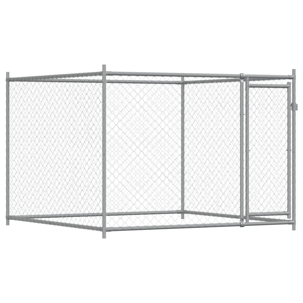 Dog Cage with Door Grey 4x2x1.5 m Galvanised Steel