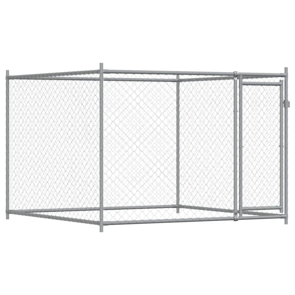 Dog Cage with Door Grey 12x2x1.5 m Galvanised Steel