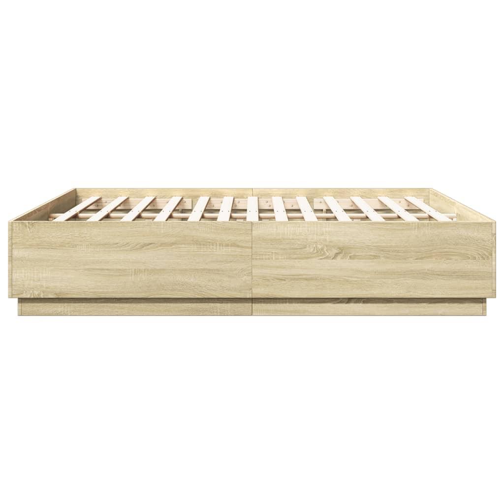 Bed Frame with LED without Mattress Sonoma Oak 183x203 cm King