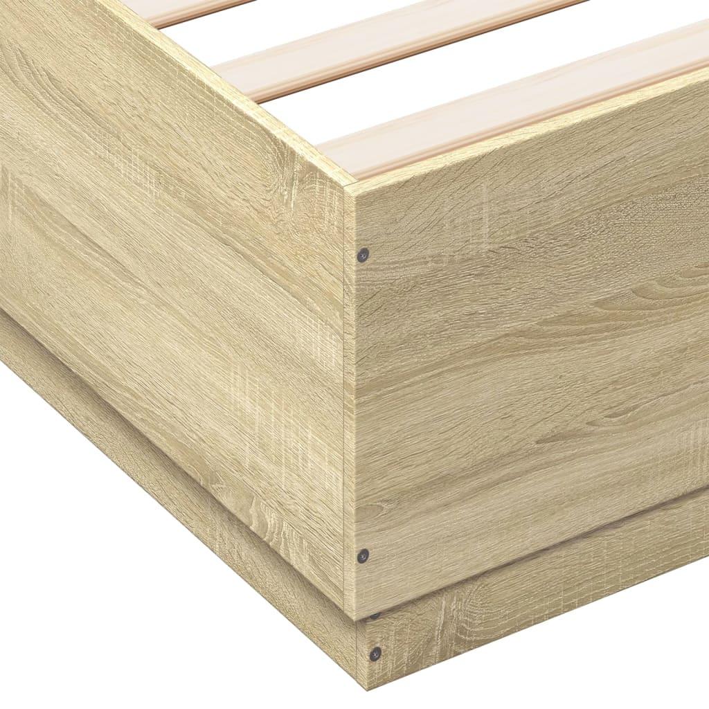 Bed Frame with LED without Mattress Sonoma Oak 183x203 cm King