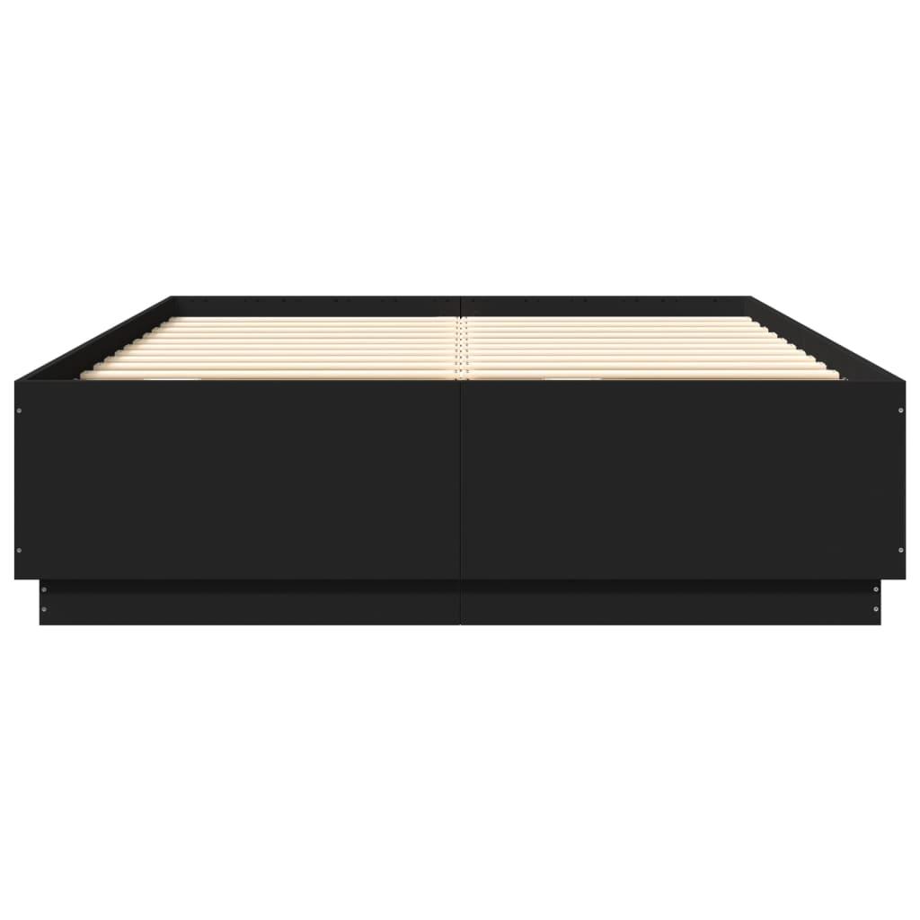 Bed Frame with LED without Mattress Black 150x200 cm