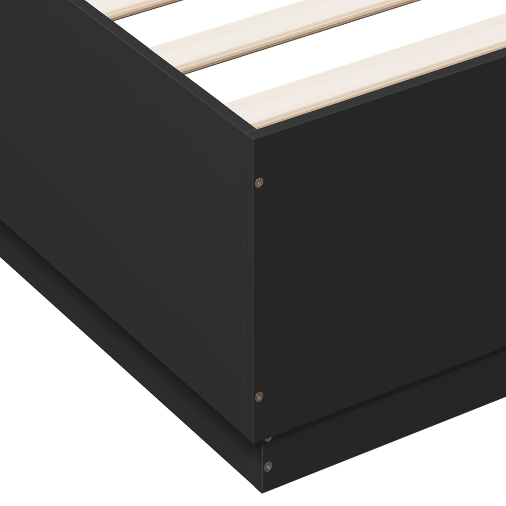 Bed Frame with LED without Mattress Black 150x200 cm